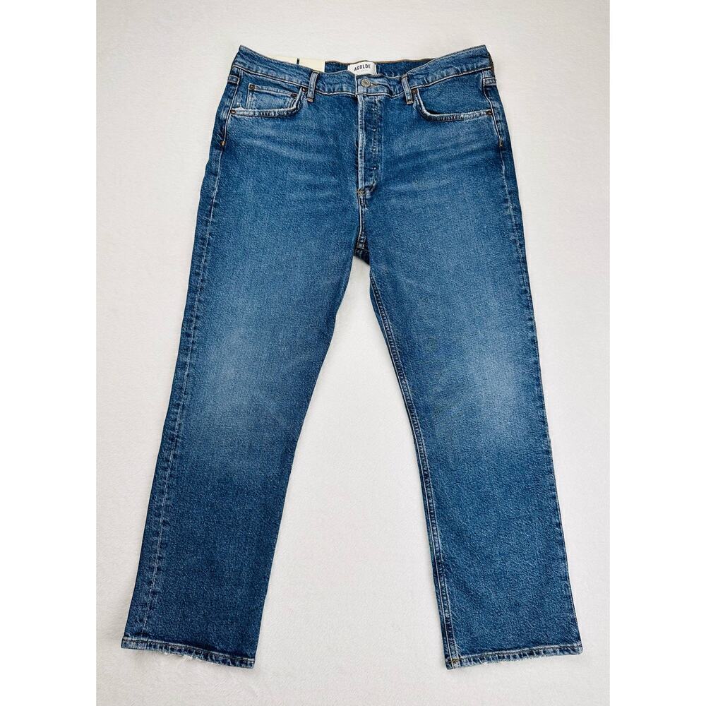 Agolde Women’s 32 (34x25) Riley Crop High Rise High Waisted Straight Leg Jeans